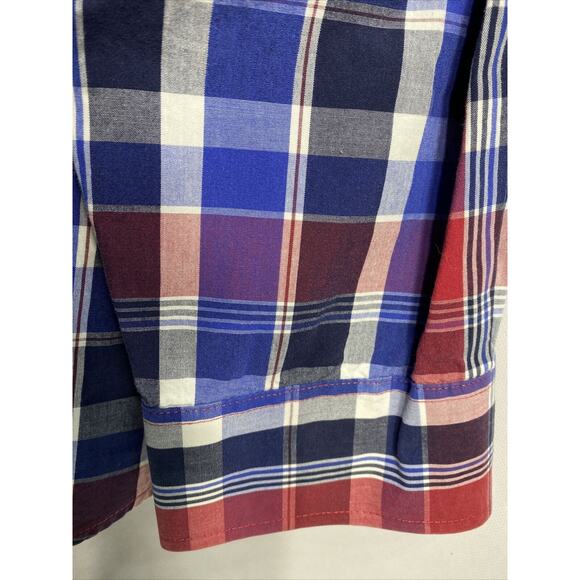 Izod Saltwater Blue & Red Plaid Long Sleeve Button Up Shirt Men's Size XL 46-48 - Picture 5 of 7